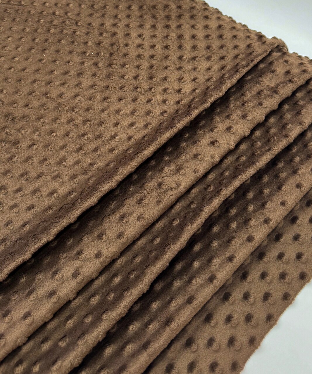 Brown Minky Dot Fabric by the Yard, 60" Wide Ultra-Soft Plush Minky Fabric for Baby Blankets, Nursery Decor, Plush Toys & Sewing